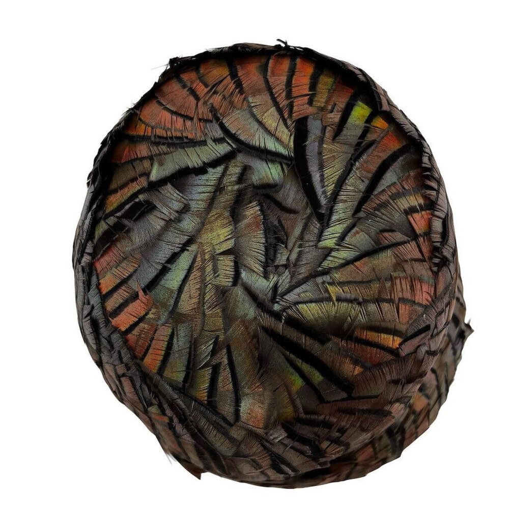 Vintage Womens Cloche Hat Peacok Feathers Irridescent G Howard Hodge Jr Flapper - Picture 4 of 11